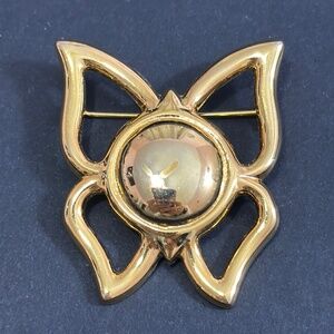 Vintage LCI Butterfly Brooch Pin Gold Tone Liz Claiborne Brushed